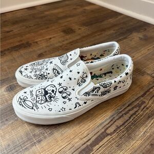 Vans color me Black and White Graphic Slip-On Sneakers (men’s 8.5 or women’s 10)